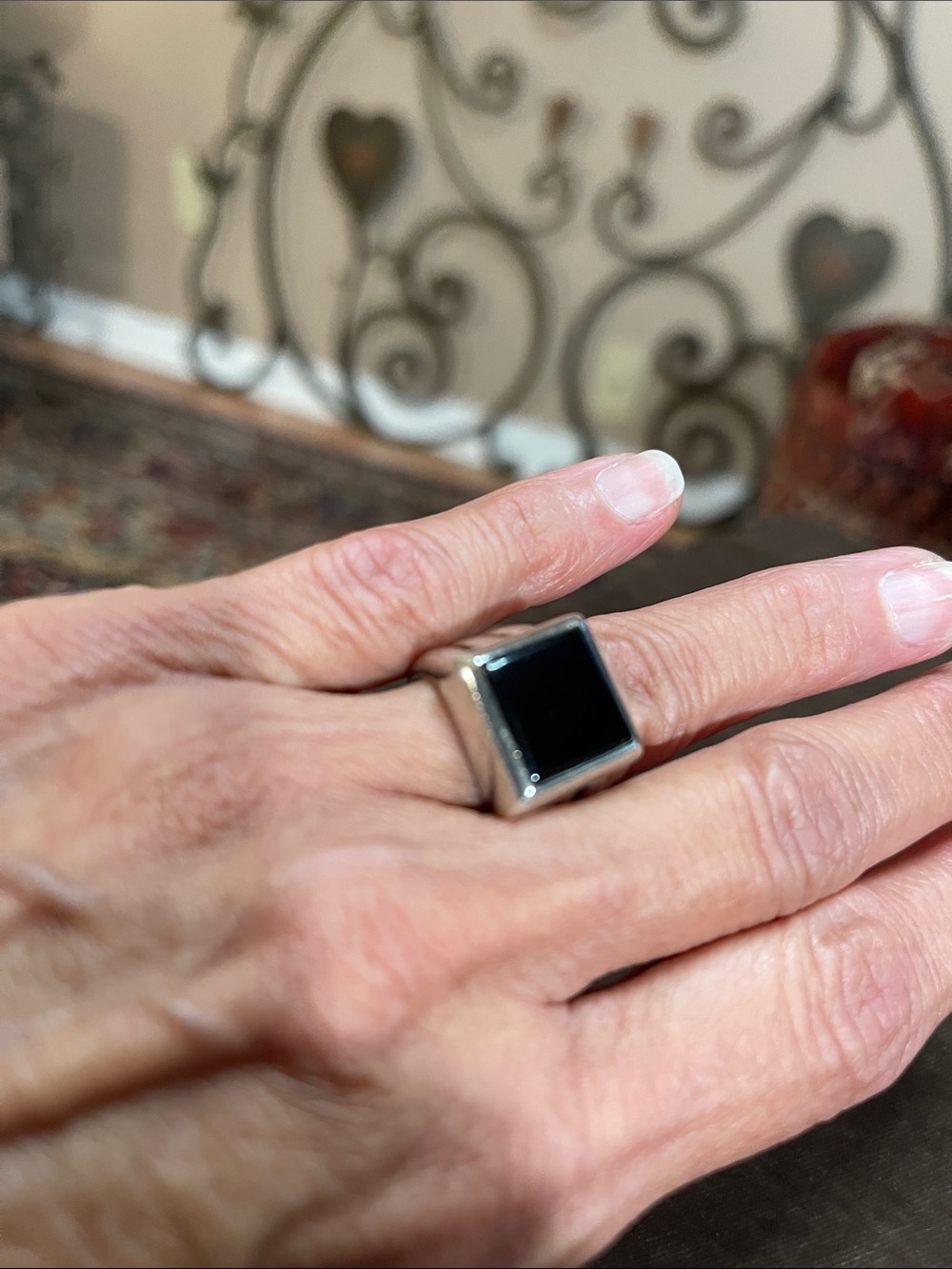 Ladies Black Onyx Sterling Silver Signet Ring
